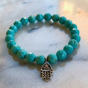 Satya turquoise hamsa stretch bracelet